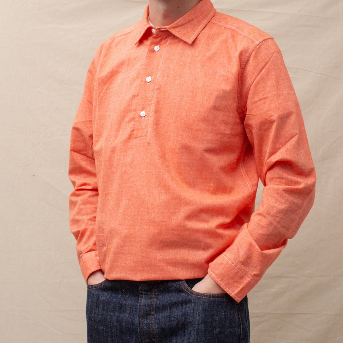 Dubbleware Chambray Pullover Shirt - Red