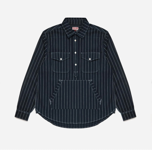 Dubbleware Westford popover denim shirt - pinstripe navy