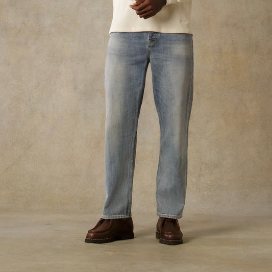 Dubbleware Selvedge denim work straight leg jeans - stonewash
