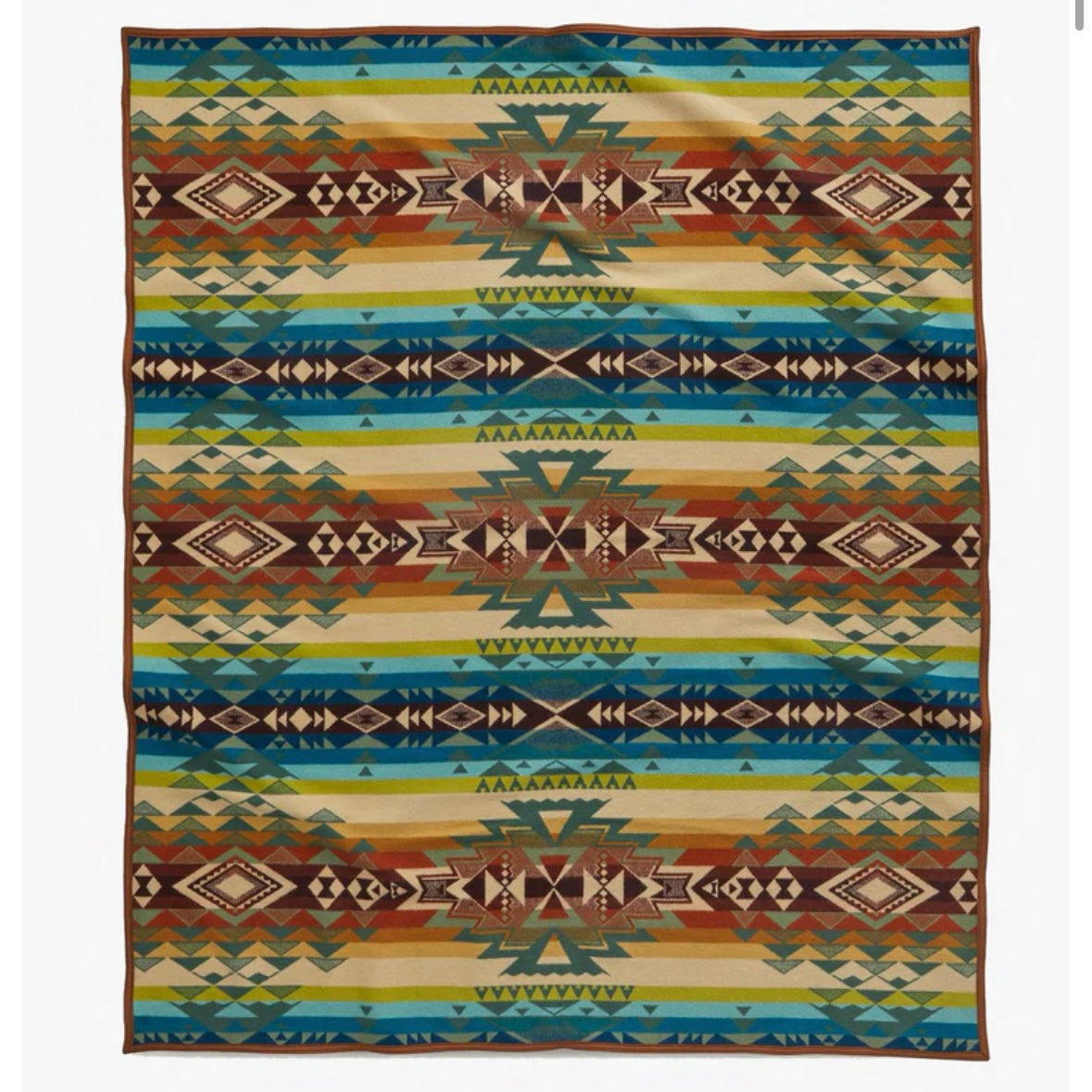 Pendleton jacquard unnapped robe wool blanket-highland peak balsam