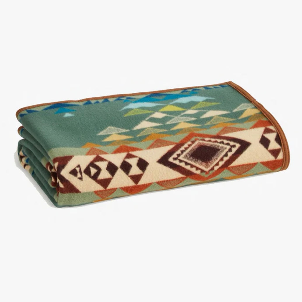 Pendleton jacquard unnapped robe wool blanket-highland peak balsam