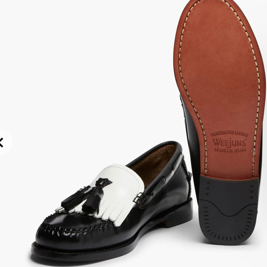 G H Bass Weejuns Esther Kiltie Black & White Women’s