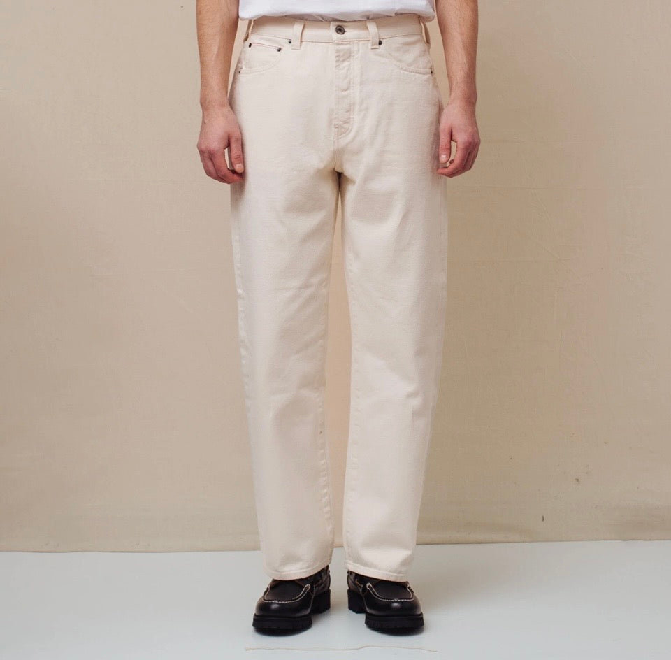 Dubbleware selvedge denim straight leg jeans - ecru