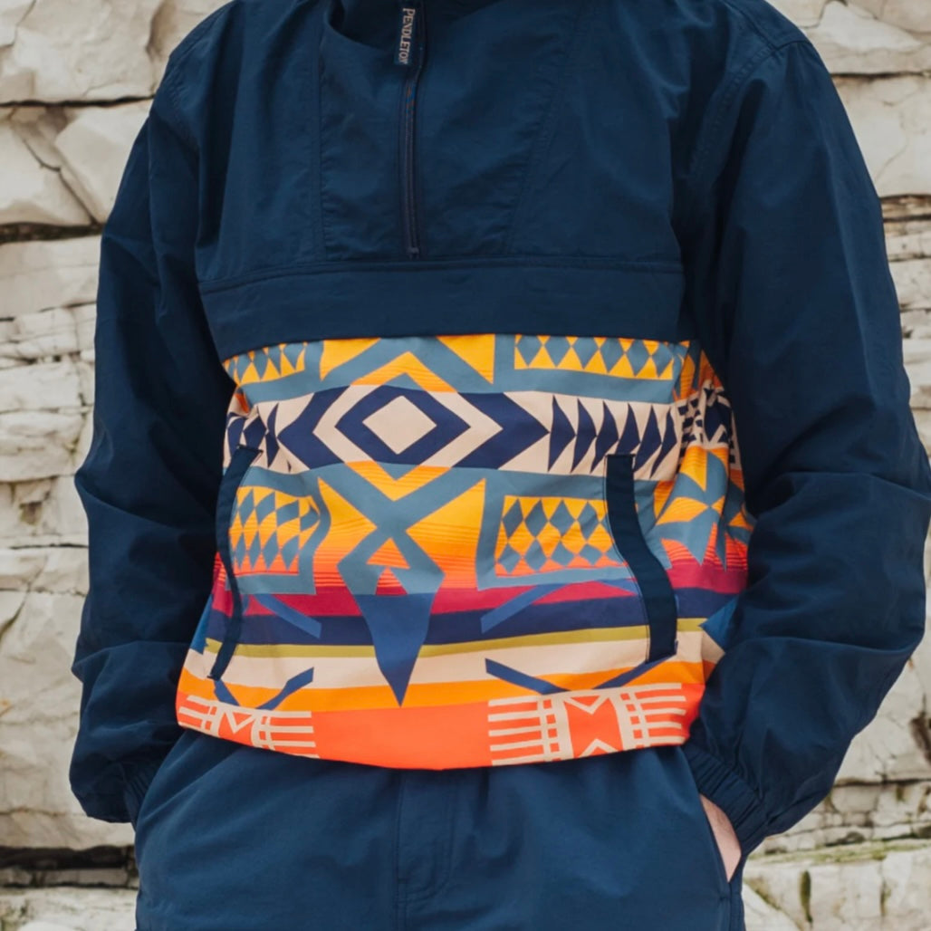 Pendleton Popover Anorak- Navy/Fire Legend
