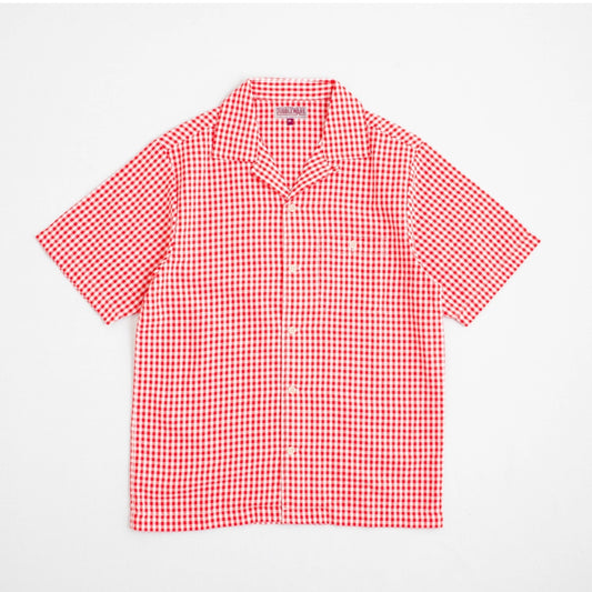 Dubbleware Quincy Seersucker Camp Shirt - Red Check