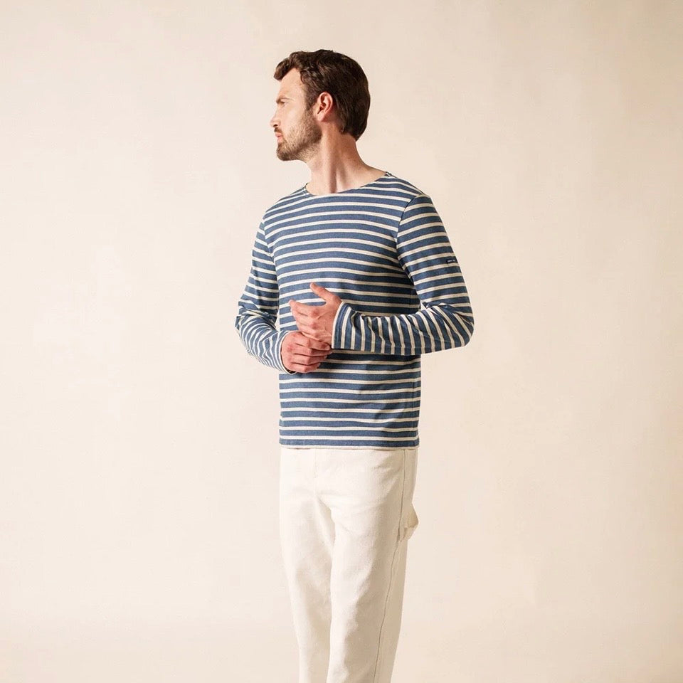 Saint James Minquiers Breton Striped Top Jean/Chanvre
