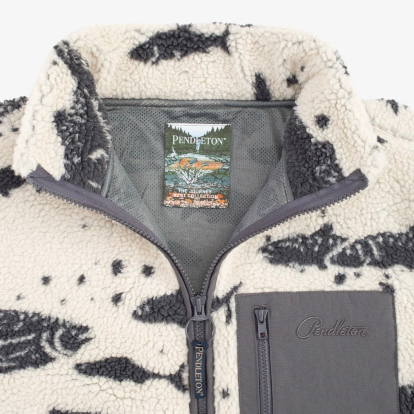 Pendleton jacquard fleece - salmon falls white
