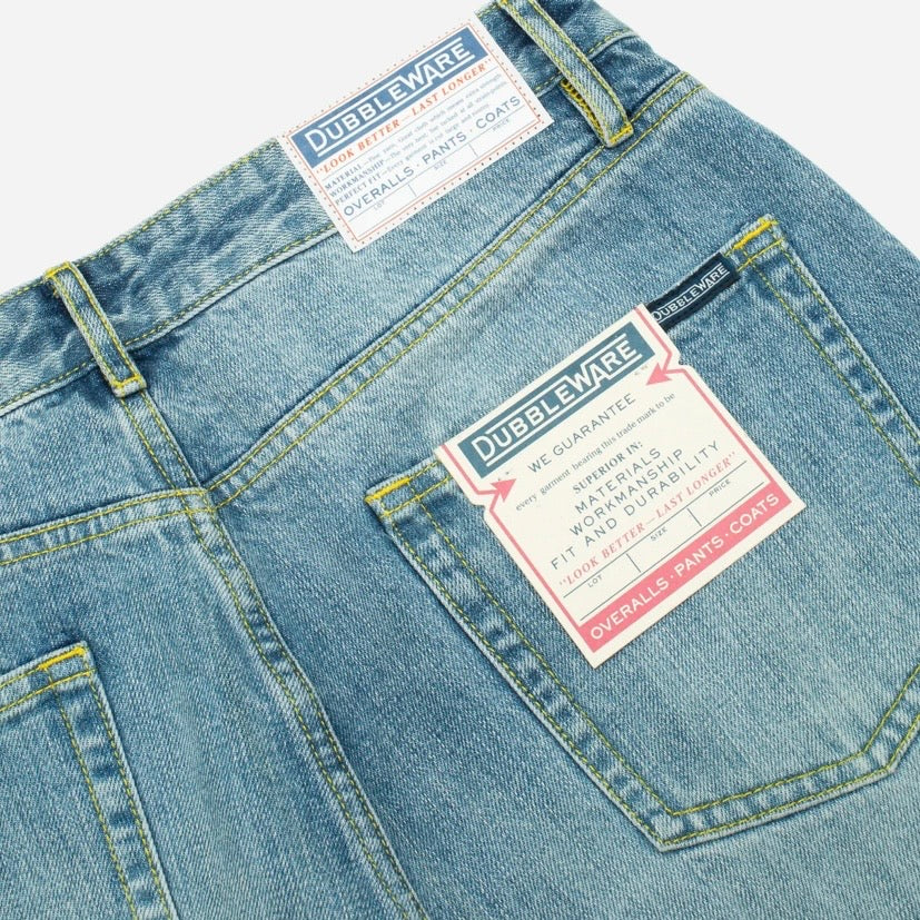 Dubbleware Selvedge denim work straight leg jeans - stonewash