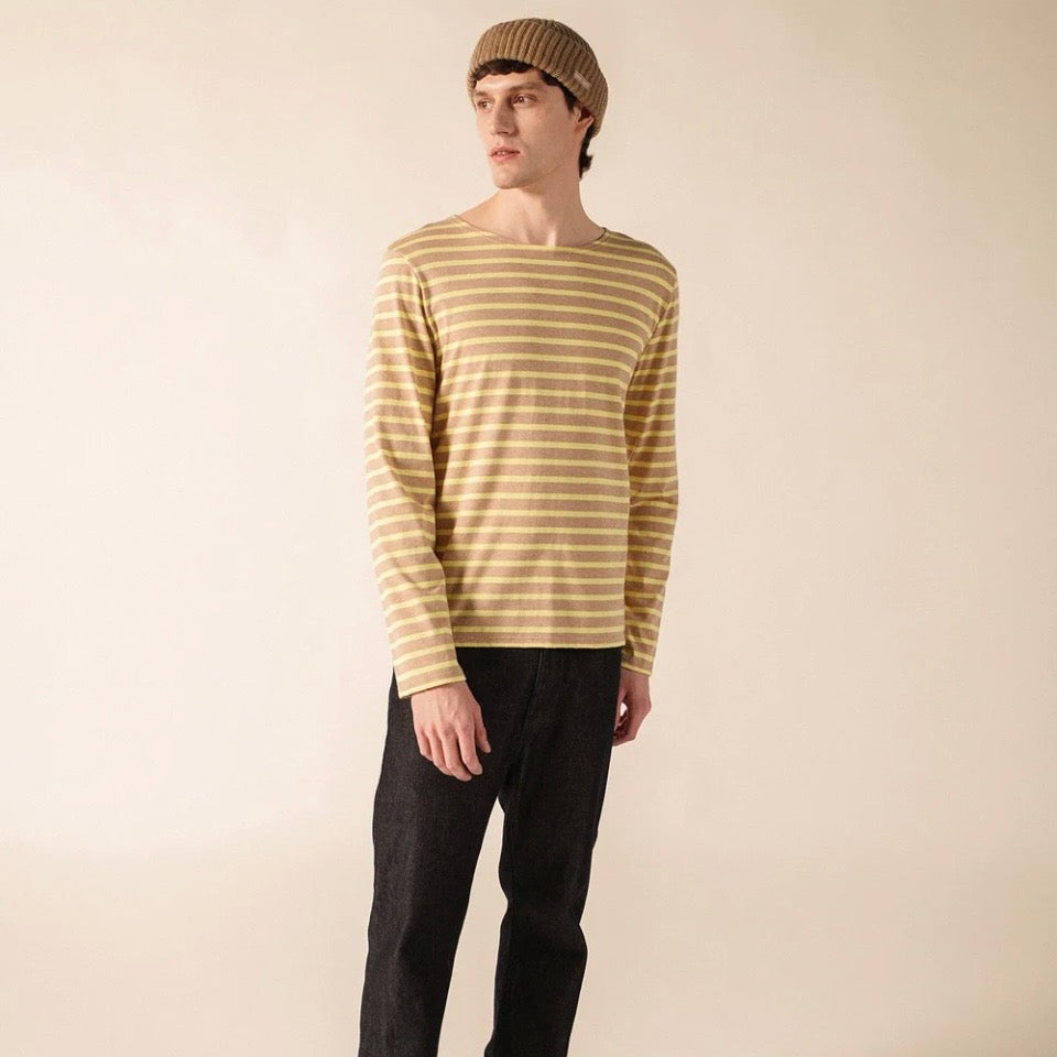 Saint James Minquiers Breton Striped Top beige Ch/Aube