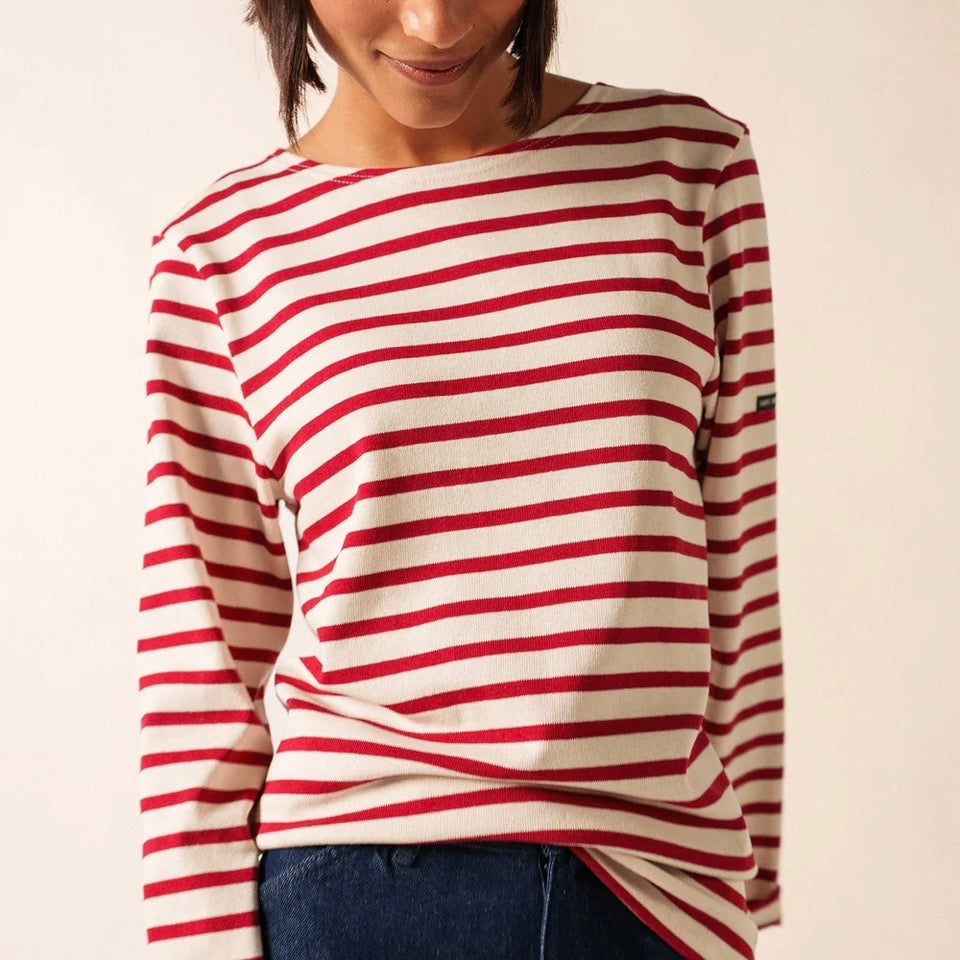 Saint James Meridian Breton striped Top Ecru/Persan
