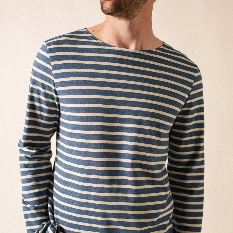 Saint James Minquiers Breton Striped Top Jean/Chanvre