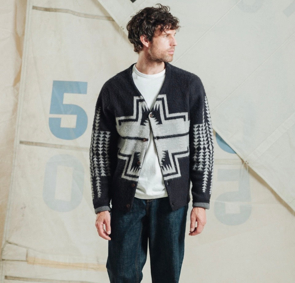 Pendleton Band Cardigan - black Harding