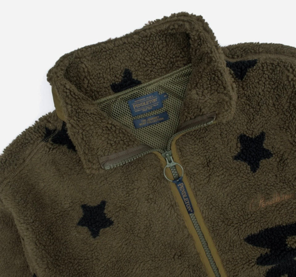 Pendleton jacquard Sherpa fleece jacket - star bird