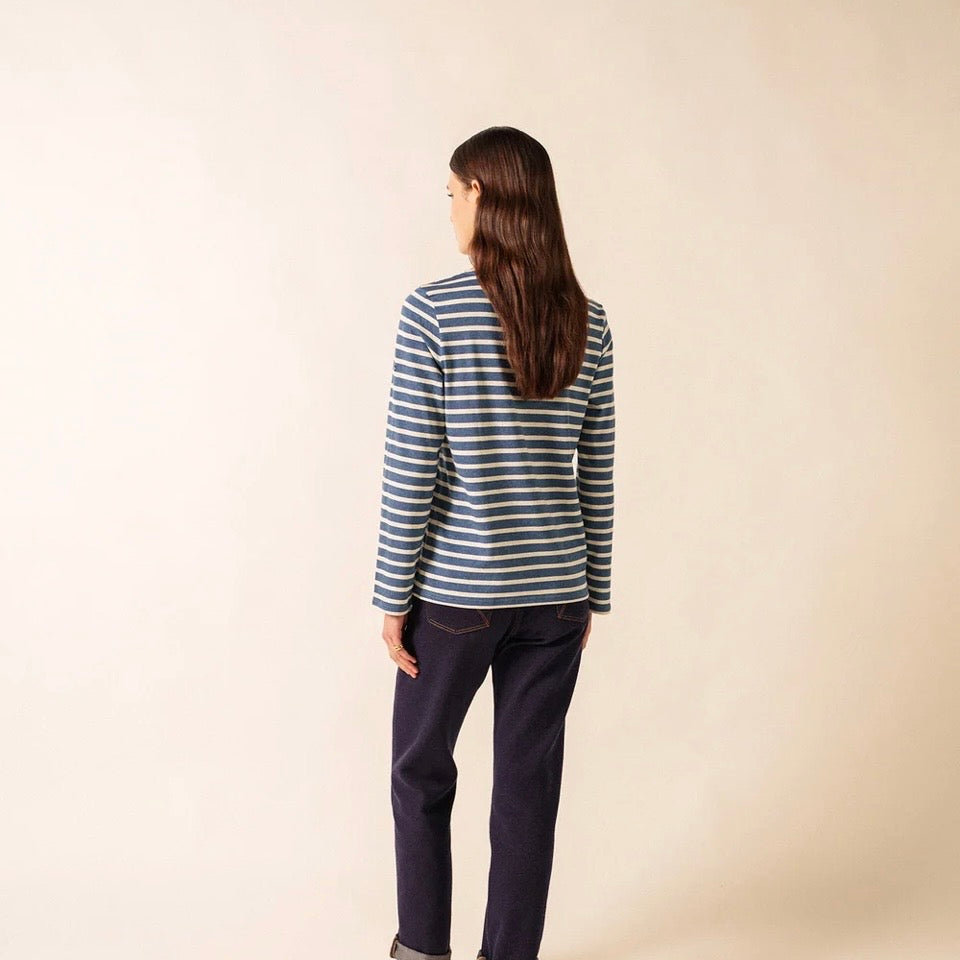 Saint James Minquiers Breton Striped Top Jean/Chanvre