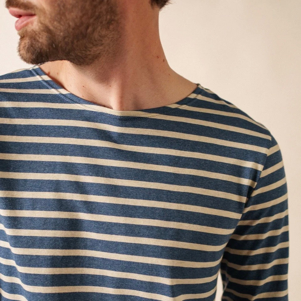 Saint James Minquiers Breton Striped Top Jean/Chanvre