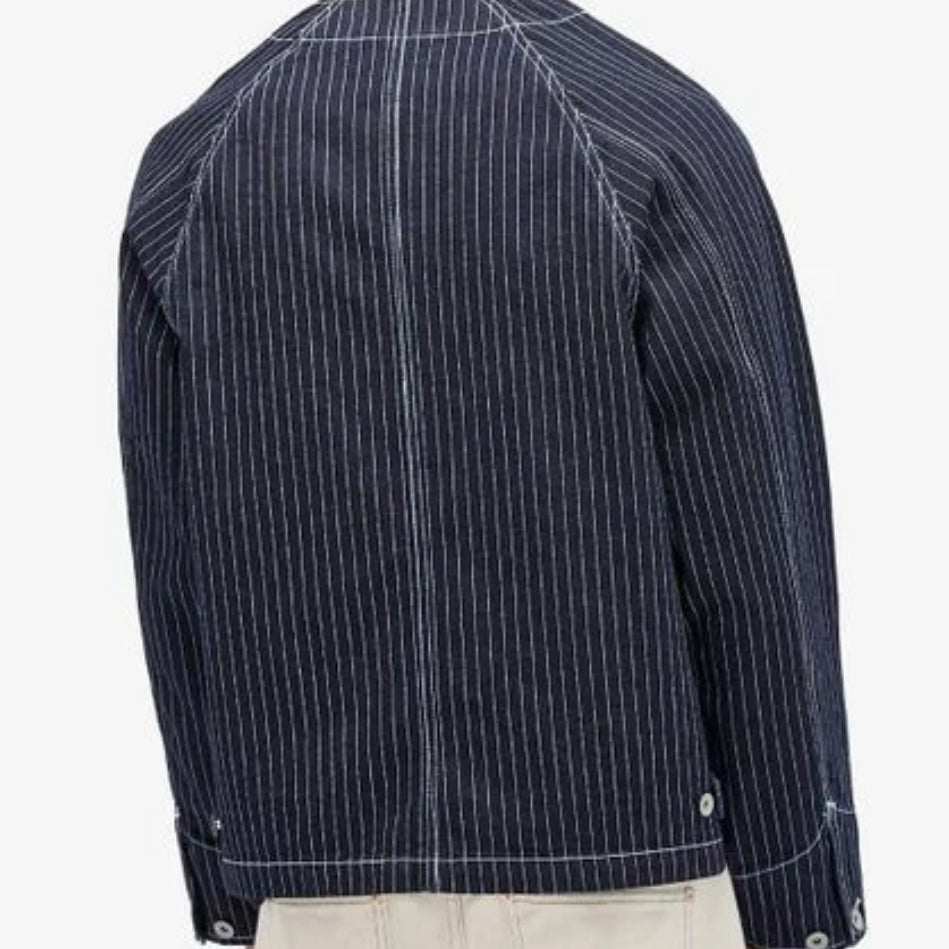 Uniform Bridge denim striped pocket cardigan jacket