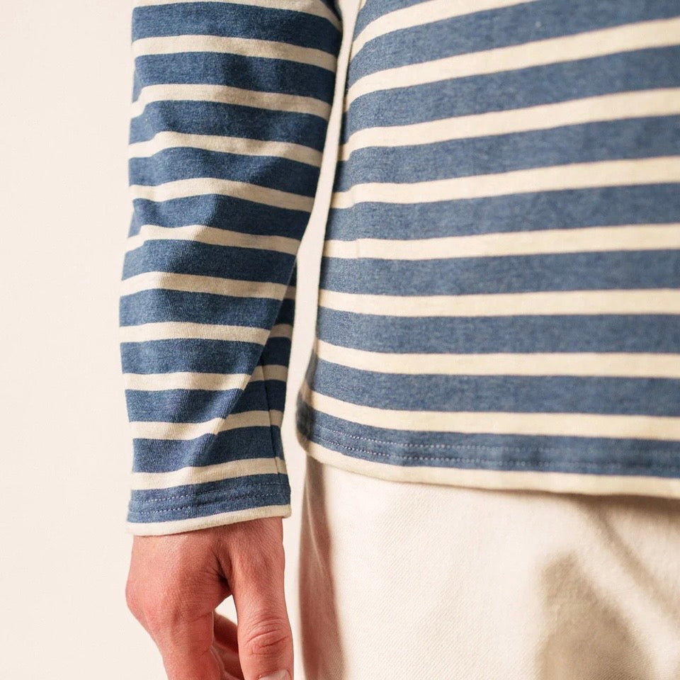 Saint James Minquiers Breton Striped Top Jean/Chanvre