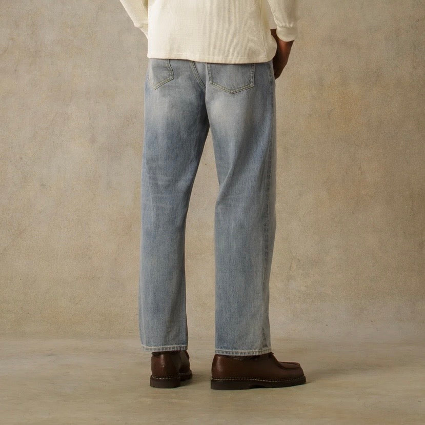 Dubbleware Selvedge denim work straight leg jeans - stonewash