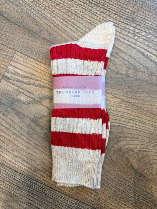 Thunder’s Love Natical turn socks sailor red