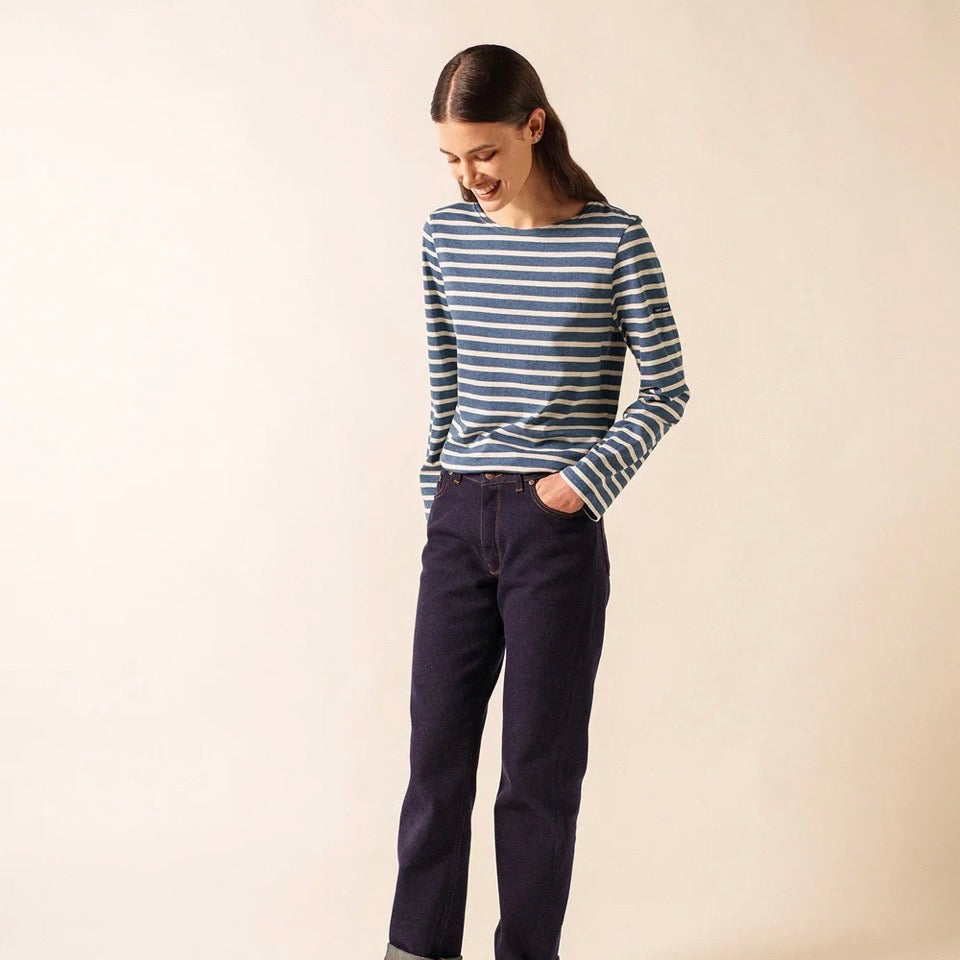 Saint James Minquiers Breton Striped Top Jean/Chanvre