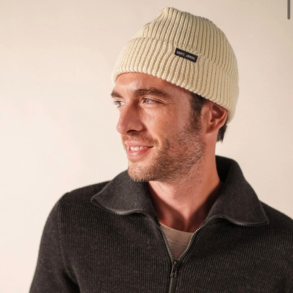Saint James Perle Knitted Beanie Hat Ecru