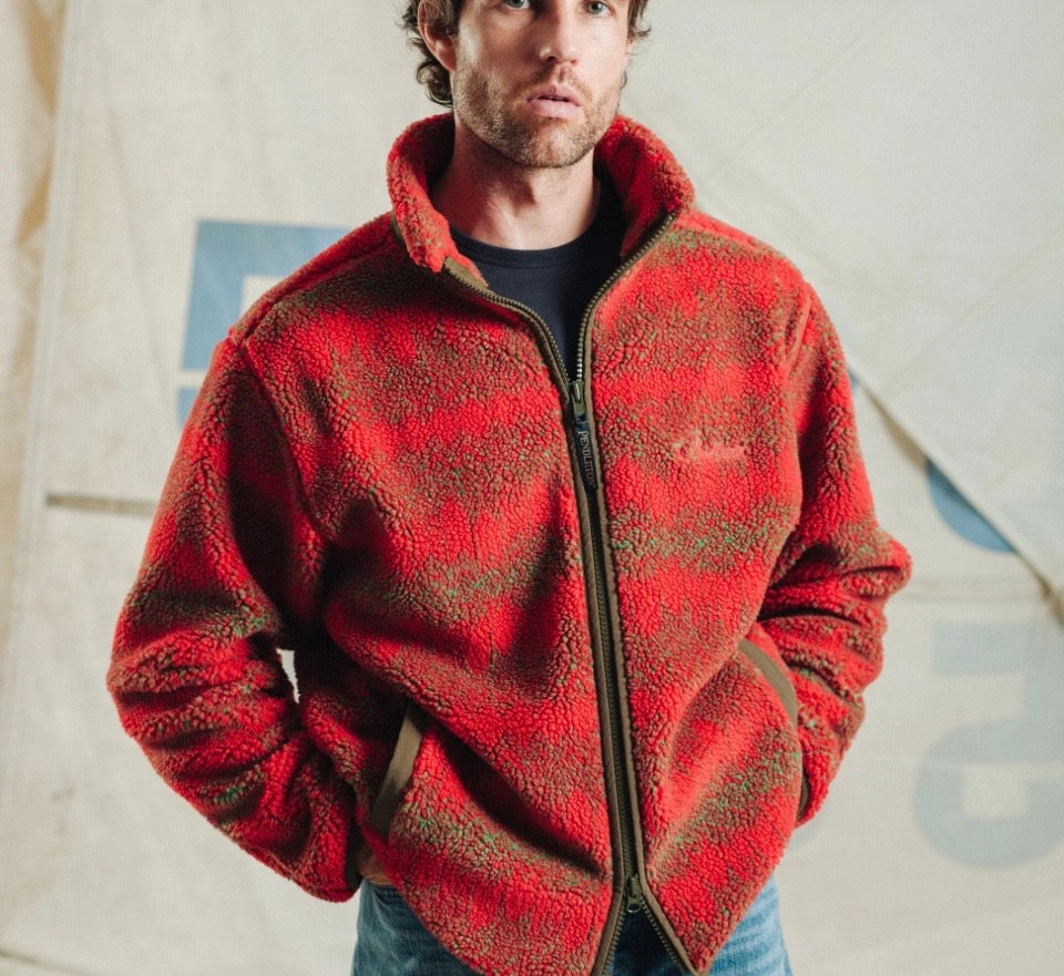 Pendleton jacquard Sherpa fleece jacket - skywalkers red
