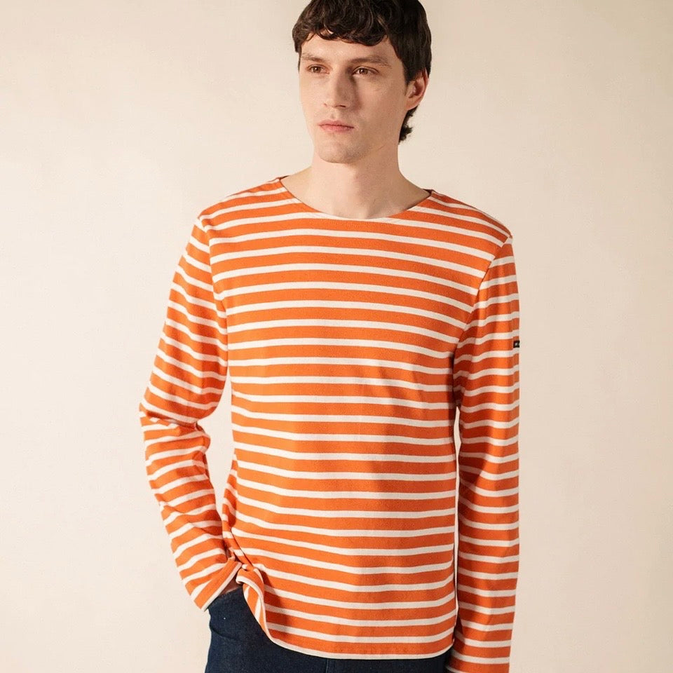 Saint James Meridian Striped Breton Top confit/ecume