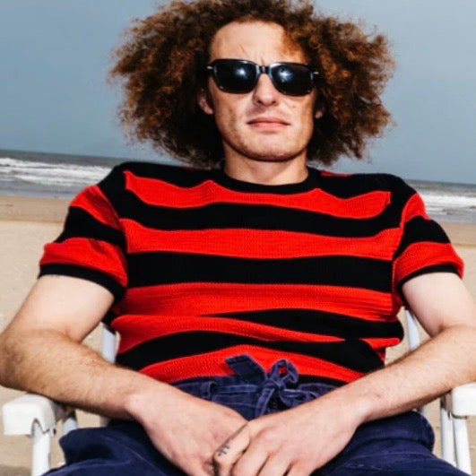 RAKER Cooper T-Shirt is crafted from a breathable British cotton blend, Red and black stripes. Worldwide delivery, Fulmine Yarm, Quality Clothing