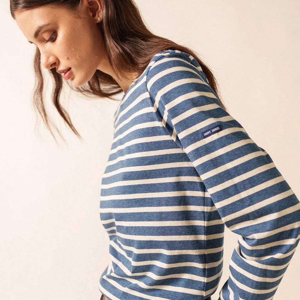 Saint James Minquiers Breton Striped Top Jean/Chanvre